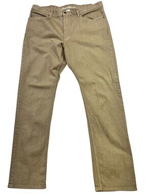 Eddie Bauer Men's Straight Fit Denim Jeans Stretch Size T40x34 Khaki Solid